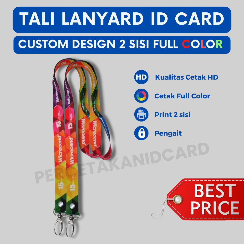 

Cetak Tali Lanyard ID Card Custom Full Color 2 sisi