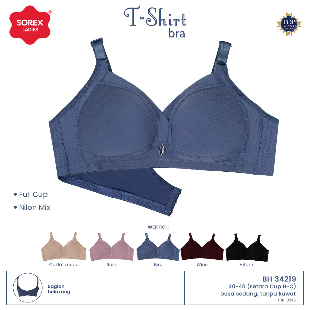 Sorex T-shirt Bra Busa Sedang Tanpa Kawat Kait 3 Setara Cup B-C Full Cup  BH Harian 34219
