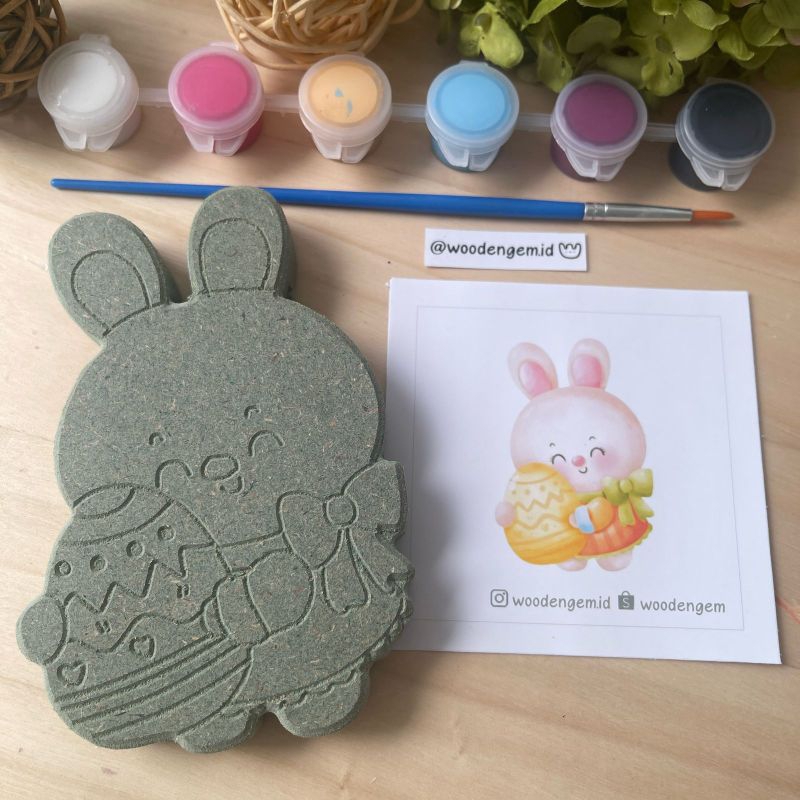 

DIY Wood Character Painting Kit Anak Souvenir Hampers Mewarnai Melukis Kayu Karakter EasterBunny | Woodengem