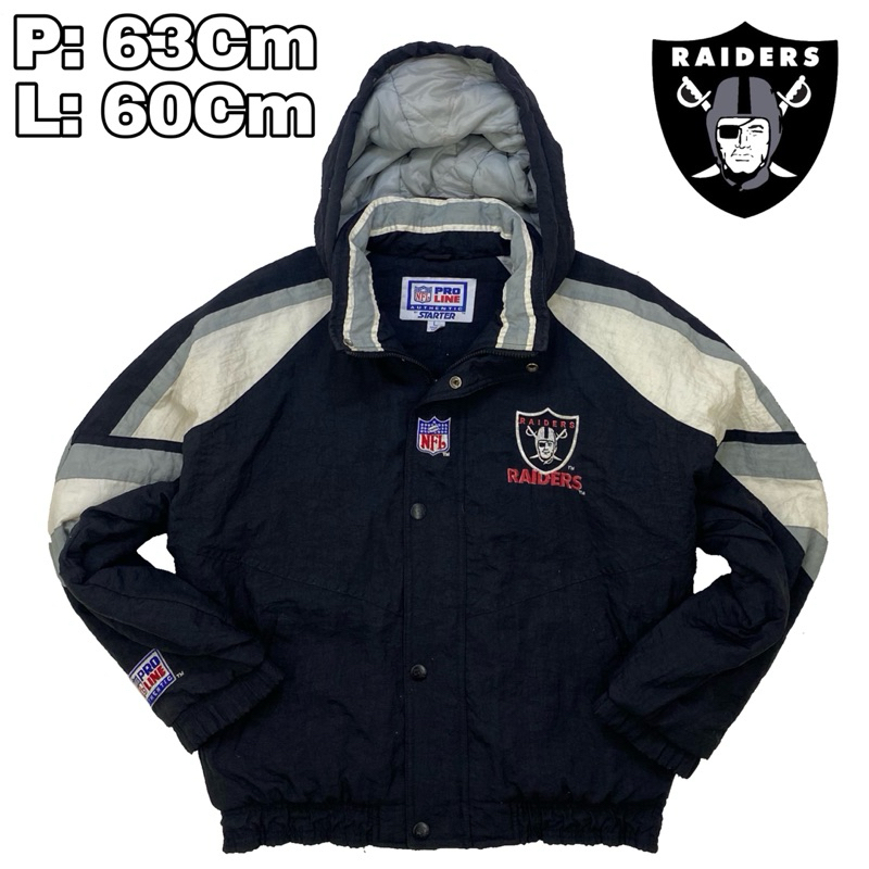 J77 Jacket Vintage NFL Starter Raiders Pro Line Authentic  Baseball Casual Jaket Puffer Bomber Hoode