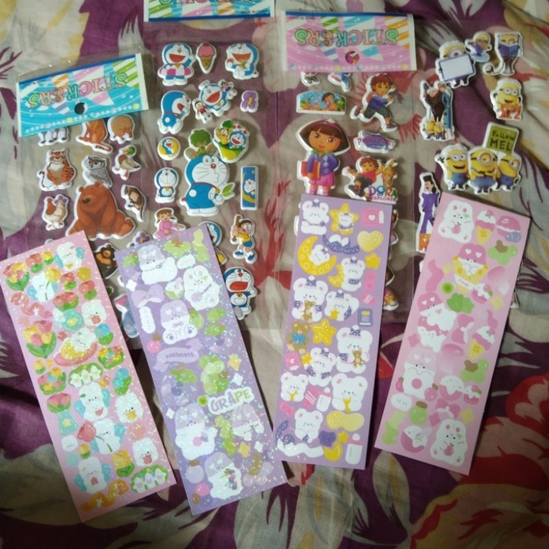 

stiker anti air dan timbul anime desain cute beruang dan kelinci hewan peliharaan, kartun