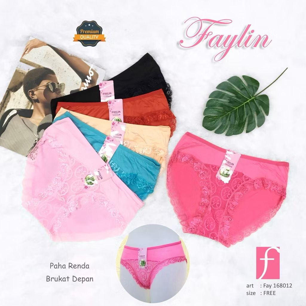 1PCS FAYLIN | Celana Dalam Renda BRUKAT TRANSPARAN Depan / CD SEXY / Ukuran all size Lingkar Pinggul