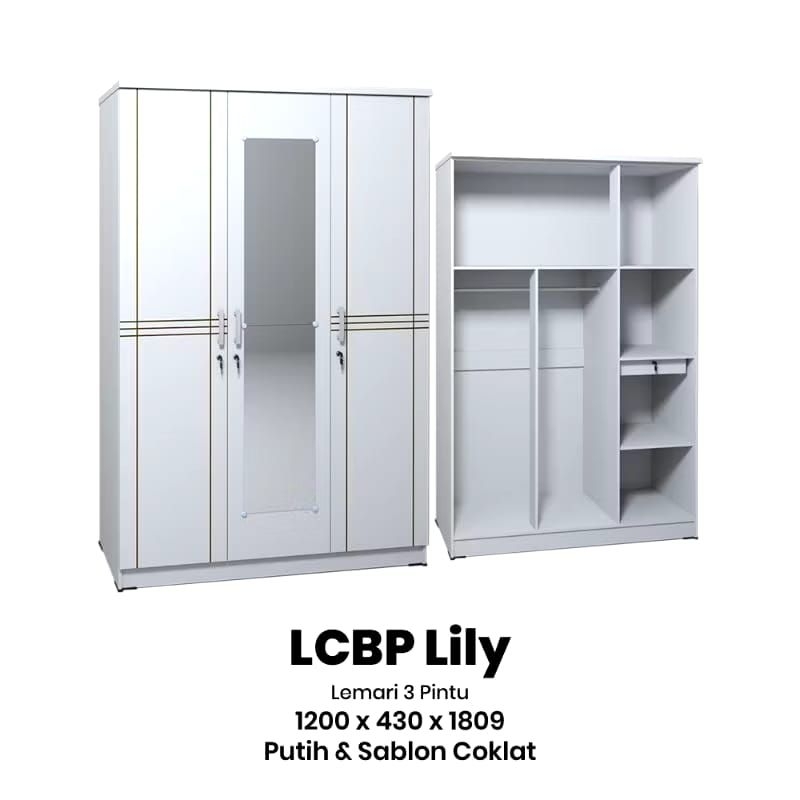Lemari pakaian 3 pintu gstar / lemari pakaian 3 pintu minimalis/ lemari pakaian lcsp Lily / furnitur