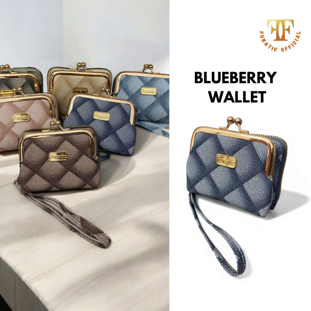 [Blueberry Wallet] Dompet Wanita Funatic Vintage Kiss Lock Dompet kartu koin Aksen Gold Kasual