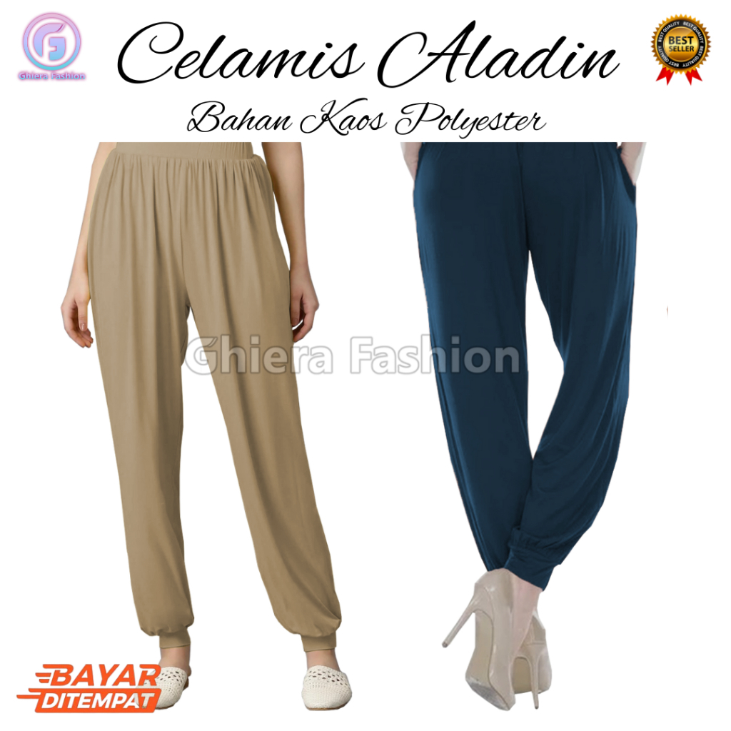 Celana Aladin Wanita Dalaman Panjang Jumbo Inner Pants Gamis Celamis Polos Bahan Kaos Standar Clana 