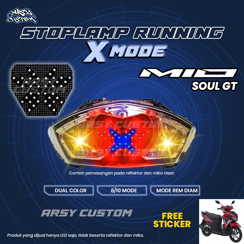 Lampu Rem Mio Soul GT 115 X Running Mode 8 10 Otomatis Manual Lampu LED Aksesoris Variasi