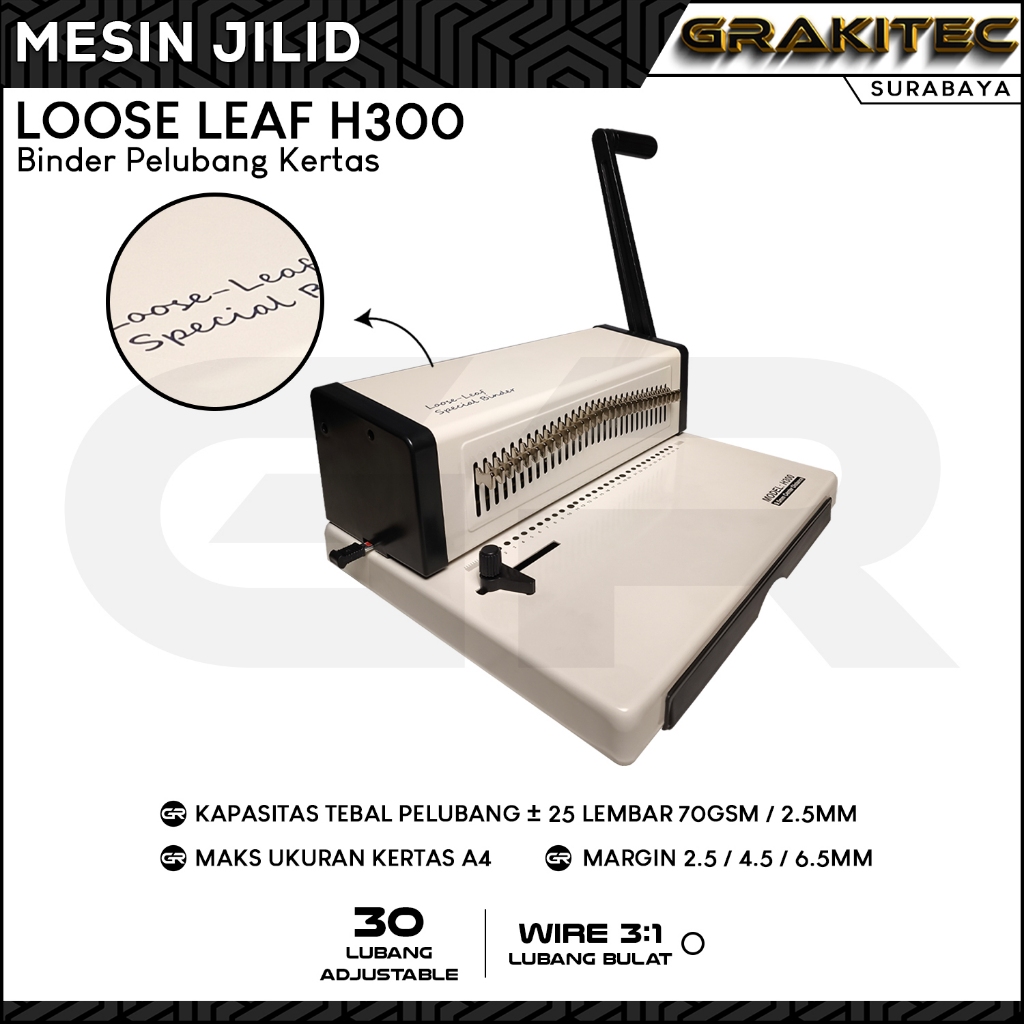 

Grakitec Mesin Binder Pelubang Kertas Loose Leaf H300