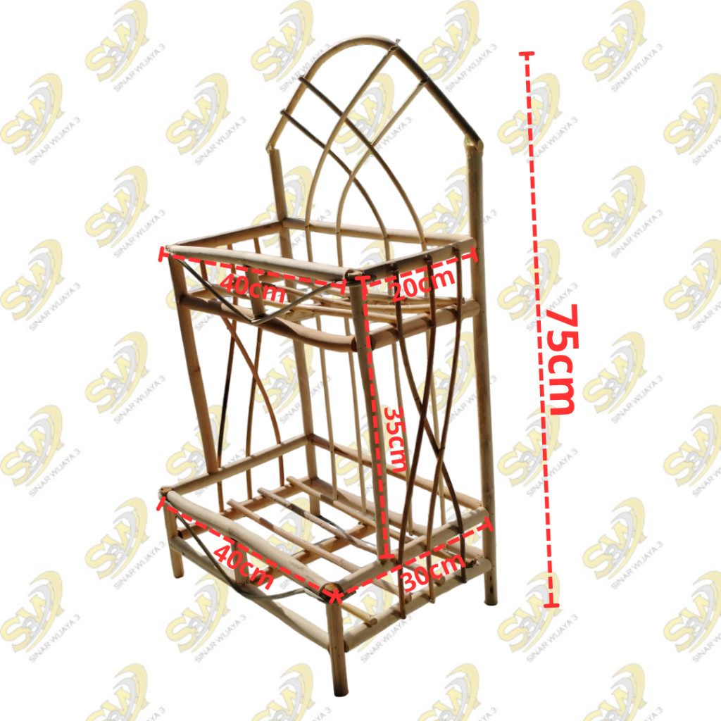 keranjang parcel rotan kotak kipas 2 susun 75 cm  (kipas)