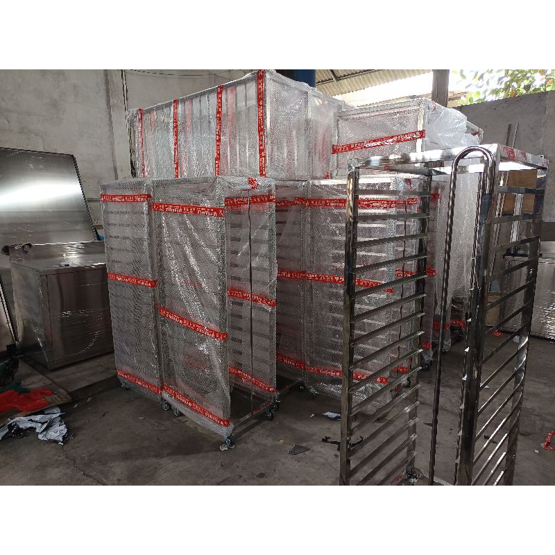 Trolley rak stainless 15 susun / trolley tray rak loyang makanan serbaguna
