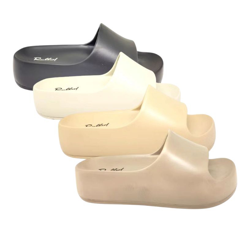 Sandal Selop Wedges Hak Tinggi Rullief Rose