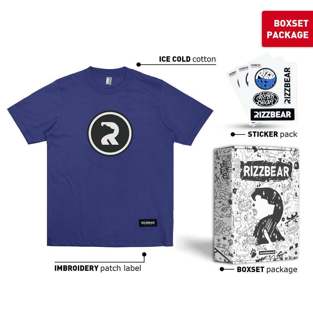 RIZZBEAR Kaos Lengan Pendek Pria Circle Bear Brand Original