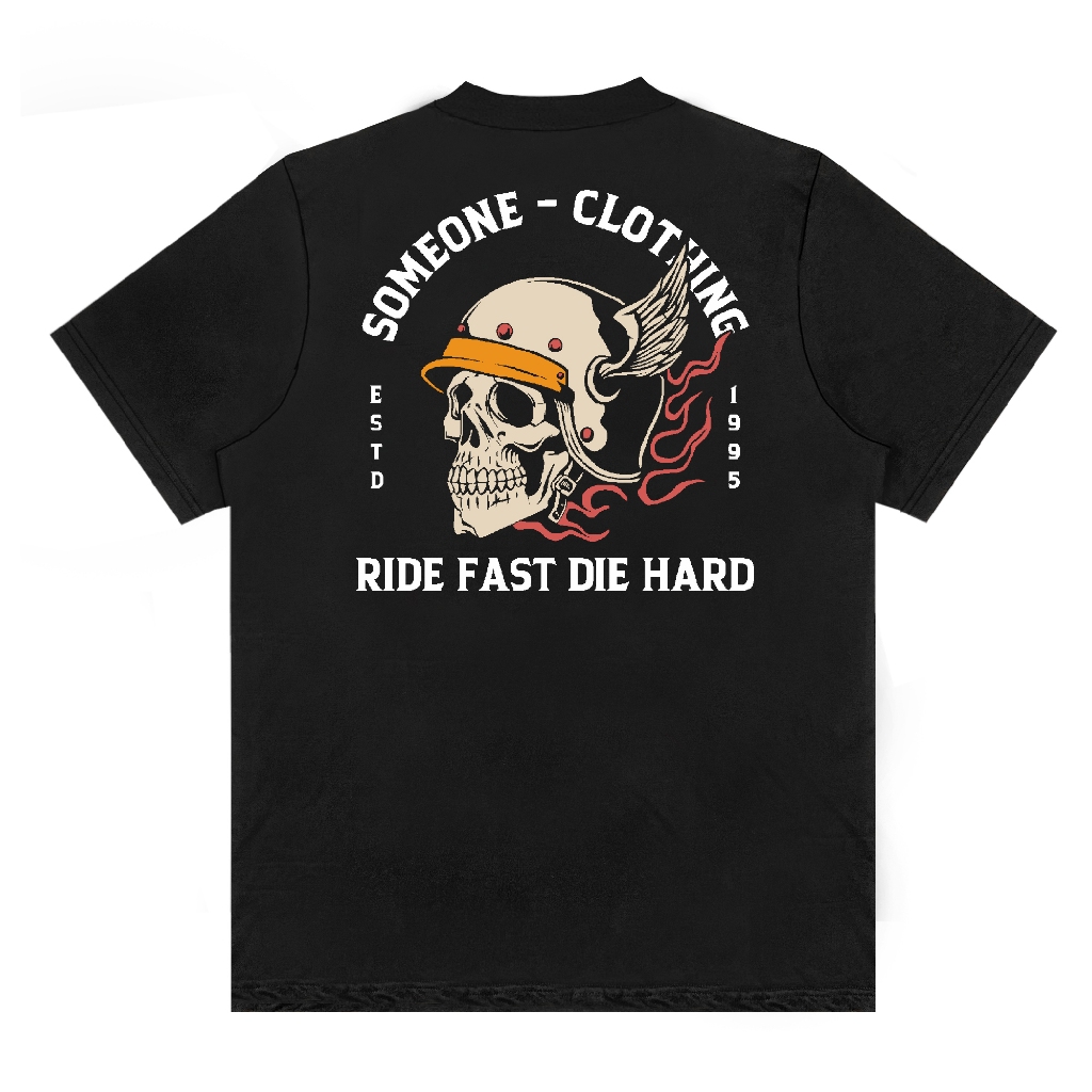 Someone T Shirt Glow In The Dark 397D Skull Riders Hitam Baju Kaos