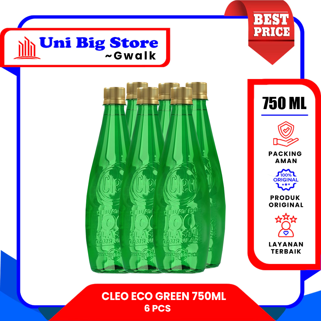 

CLEO AIR MURNI ECO GREEN BOTOL HIJAU - ( 750 ml x 6 pcs)