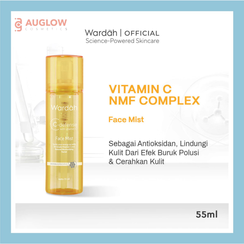 Auglow - Wardah C-Defense Face Mist 55ml - Spray Wajah Dengan HiGrade Vitamin C yang Mencerahkan & M