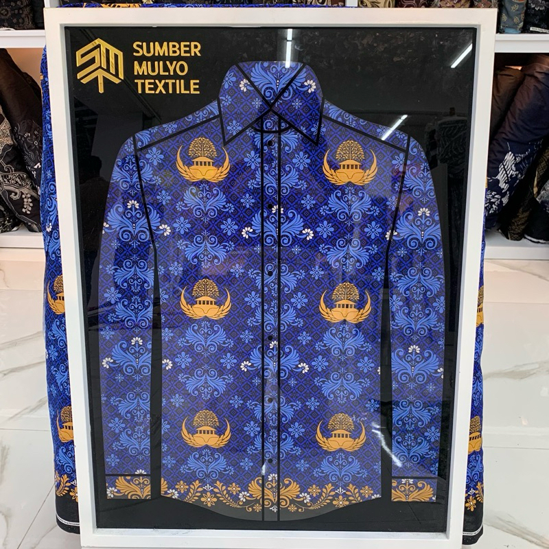 Kain Batik Katun KORPRI Biru Premium 40s | Bahan Batik Korpri Seragam Katun Halus