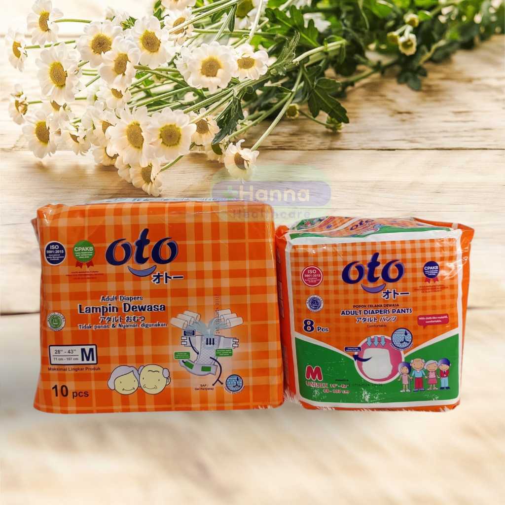 OTO Popok Dewasa – Tipe Celana - Ukuran (M) Isi 8 & Ukuran (M ) Isi 10 Tipe Perekat