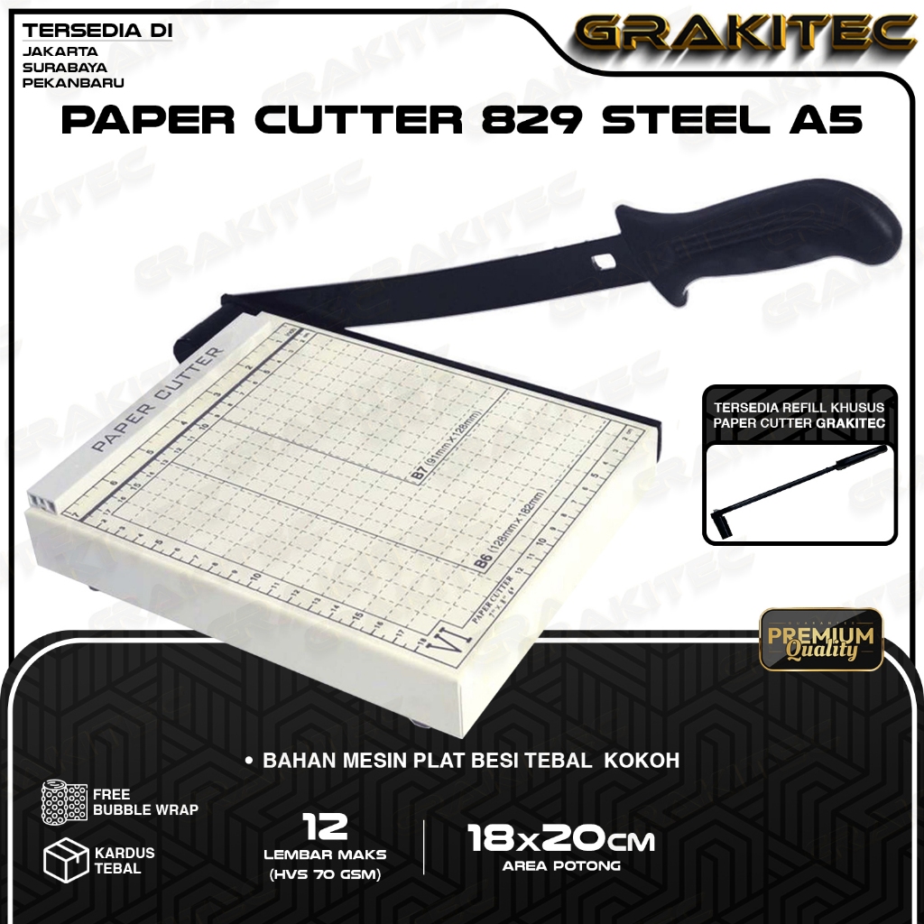 

Paper Cutter Mini A5 ( Alat Potong / Mesin Pemotong Kertas HVS, Sticker, Dos, PVC ID Card, Yellow Board, Art Paper, Vinyl. Bontax Camel, Kertas