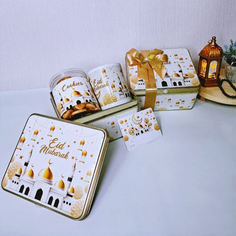 

READY paket hampers lebaran / hampers idul fitri 2025 / souvenir lebaran box kaleng mug print cookies
