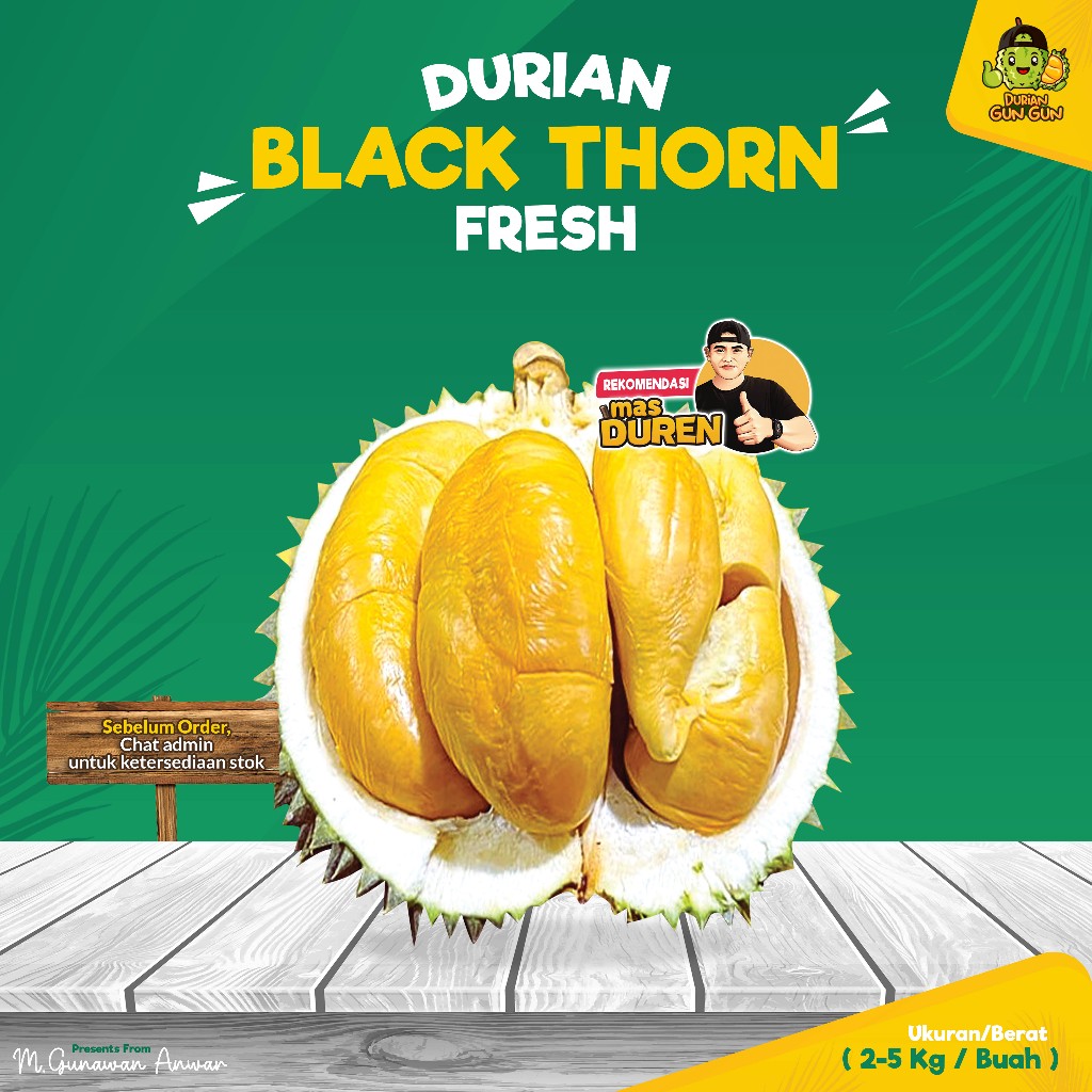 

Durian Duri Hitam Nusantara Fresh Buah Utuh Duren Blackthorn Utuh