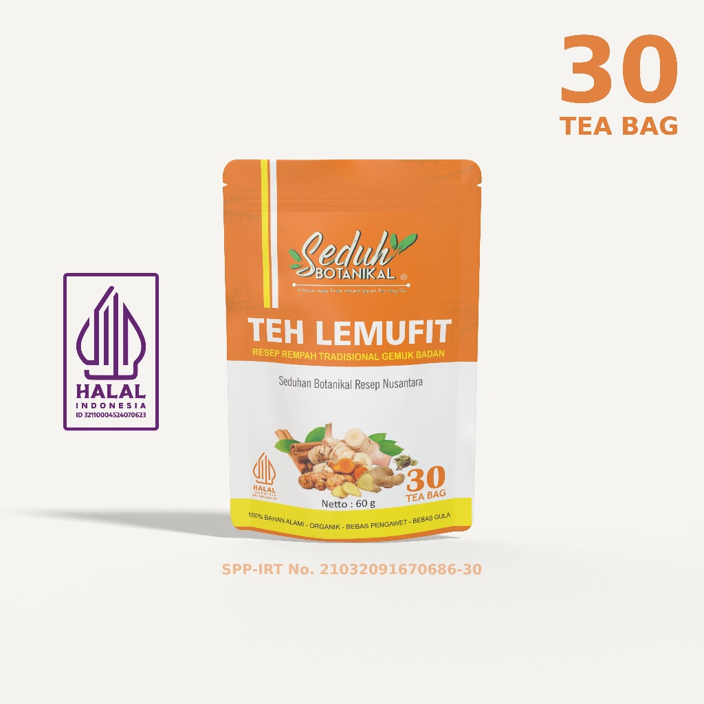 

SEDUH BOTANIKAL Teh Lemufit | Gemuk Badan | Resep Teh Rempah JSR | 30 Tea Bag