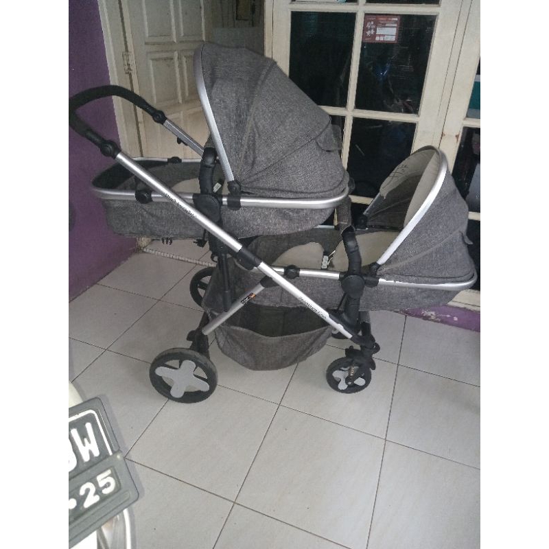 stroller tandem, stroller twin tandem 0 bulan,stroller bayi kembar