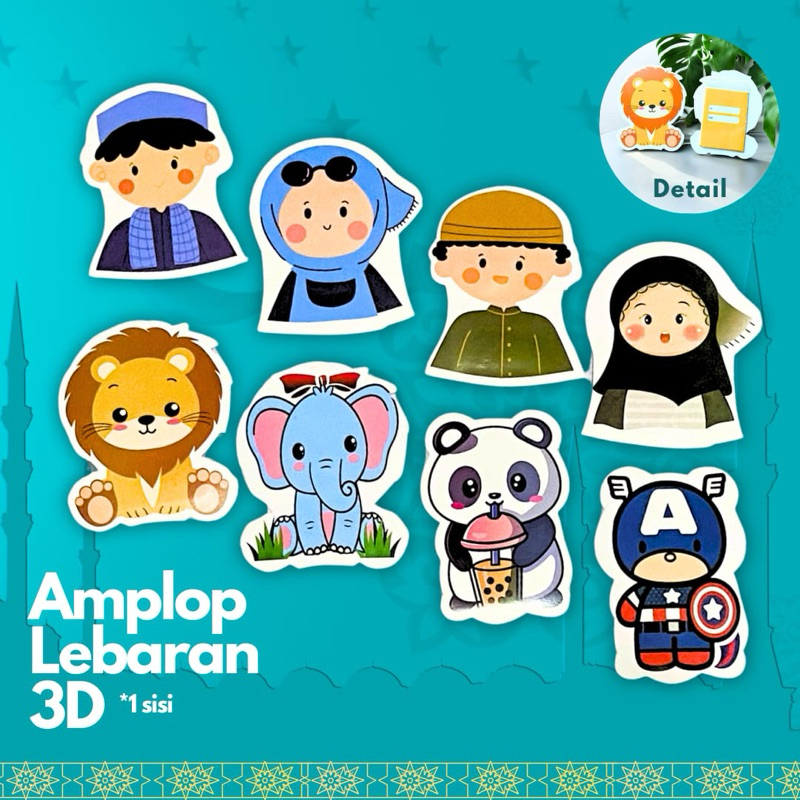 

(SIAP KIRIM) 10 pcs Amplop Lebaran 3D Toples | Amplop Lebaran 2024 Unik Snack Parcel Karakter Lucu