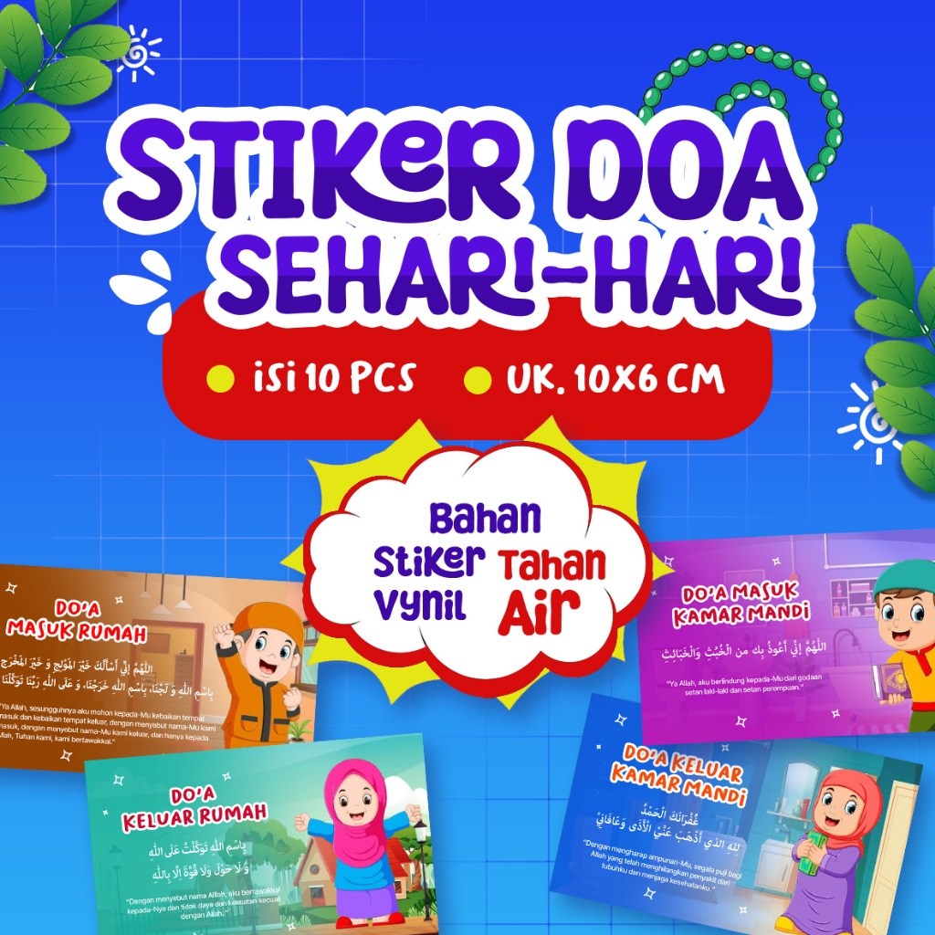 

[10pcs] Stiker Panduan Do'a Sehari-hari Tahan Air Desain Lucu - Murah