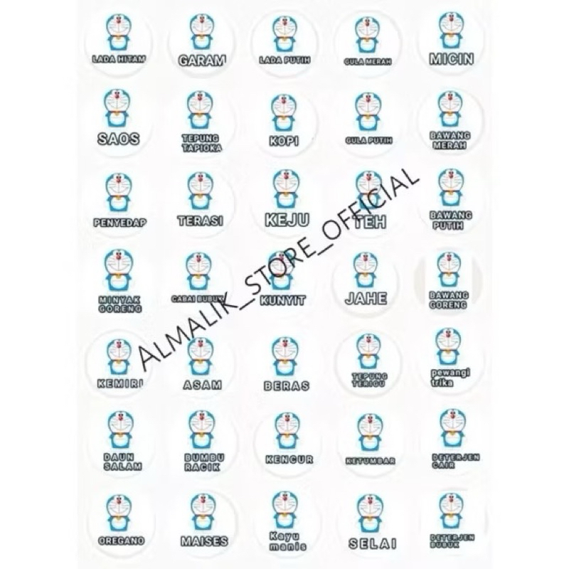 

sticker bumbu dapur motif doraemon isi 30 pcs anti air