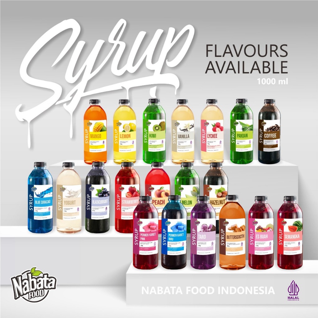 

Sirup All Varian Rasa NabataDrink 1000 Ml Flavoured Syrup 1 Liter Coffee Shop Hotel Restauran Cafe