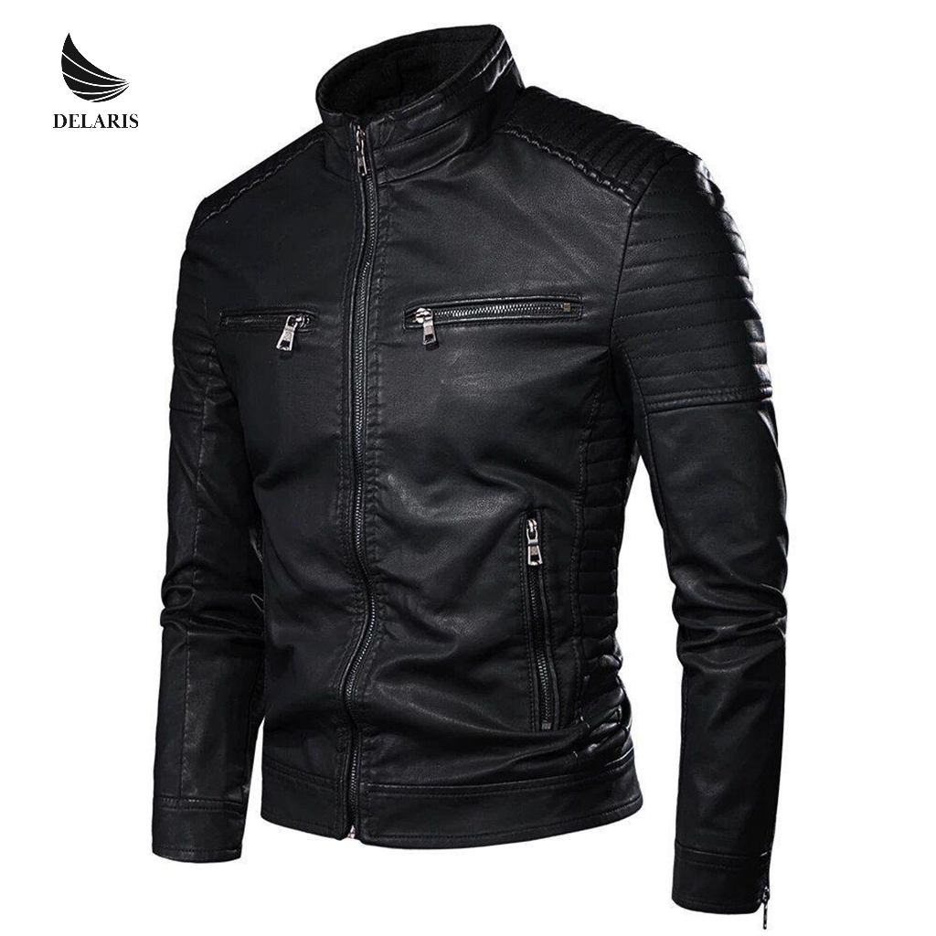 Delaris Jaket Kulit Motor Pria/Jaket Keren/Jaket Semi Pria