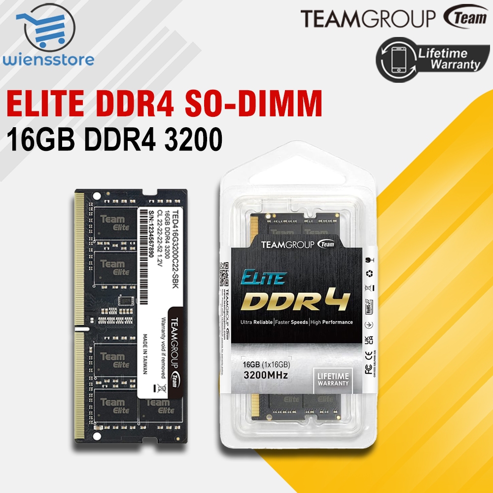 Team Elite 16GB DDR4 PC 3200 Sodimm - Ram Laptop 16GB DDR4 3200