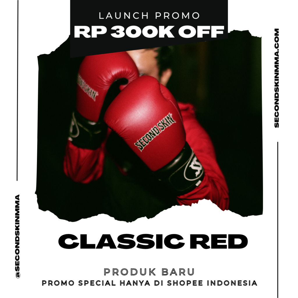 SECOND SKIN MMA (Classic Red) | Sarung Tinju Premium - Boxing Gloves | Premium Handcrafted Gloves wi