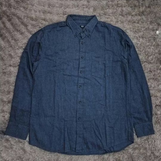 KEMEJA FLANNEL UNIQLO NAVY