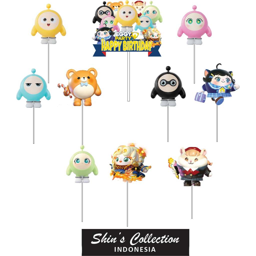 Cake topper Egg Party isi 10 pcs