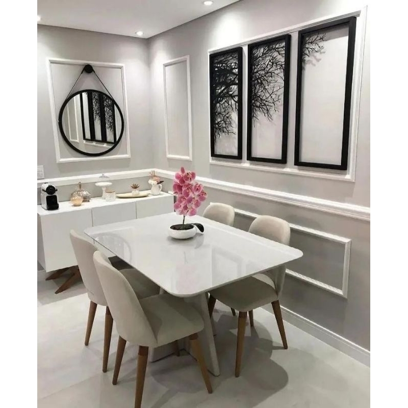 set meja makan marmer aesthetic mewah | 4 kursi minimalis bisa custom