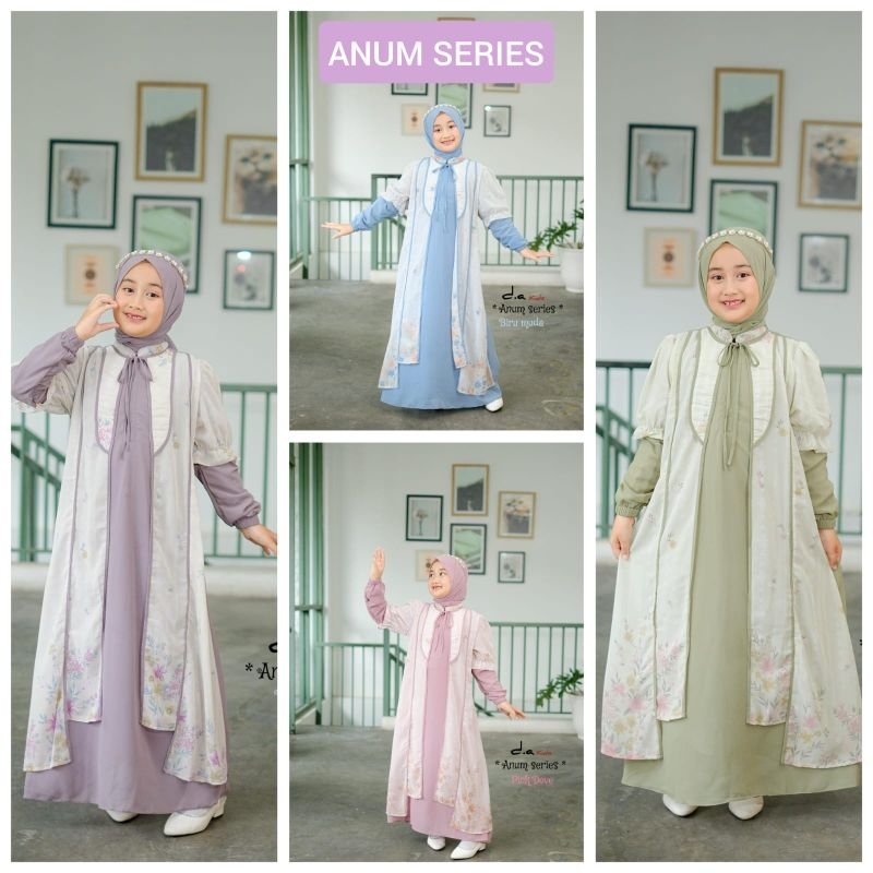 [ ANUM SERIES ] By DA KIDS gamis anak terbaru semi long outer gamis set pashmina anak baju musljm ga