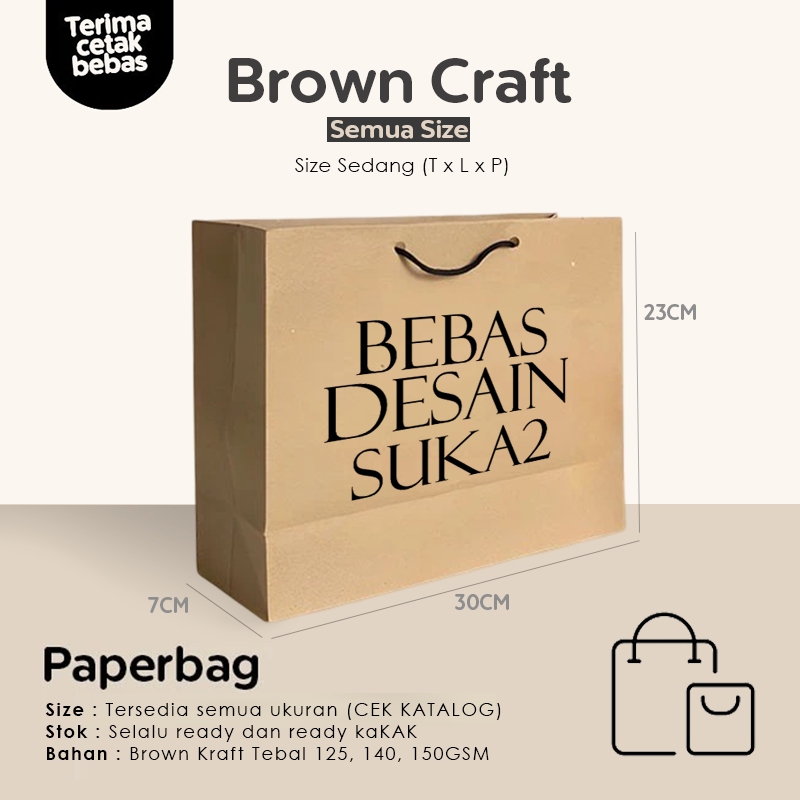 

(CUSTOM) Paper Bag Coklat JUMBO ALL SIZE / Paperbag Kado Baju, Kerudung / Papper Bag Custom Kertas