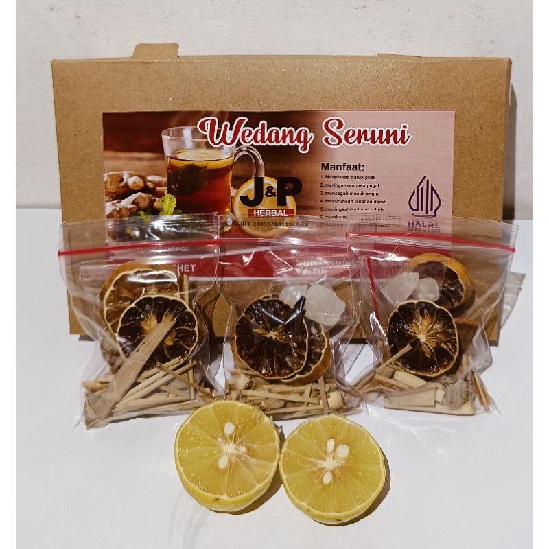 

10 saset wedang seruni premium J&P herbal lengkap dengan gula batu tinggal seduh