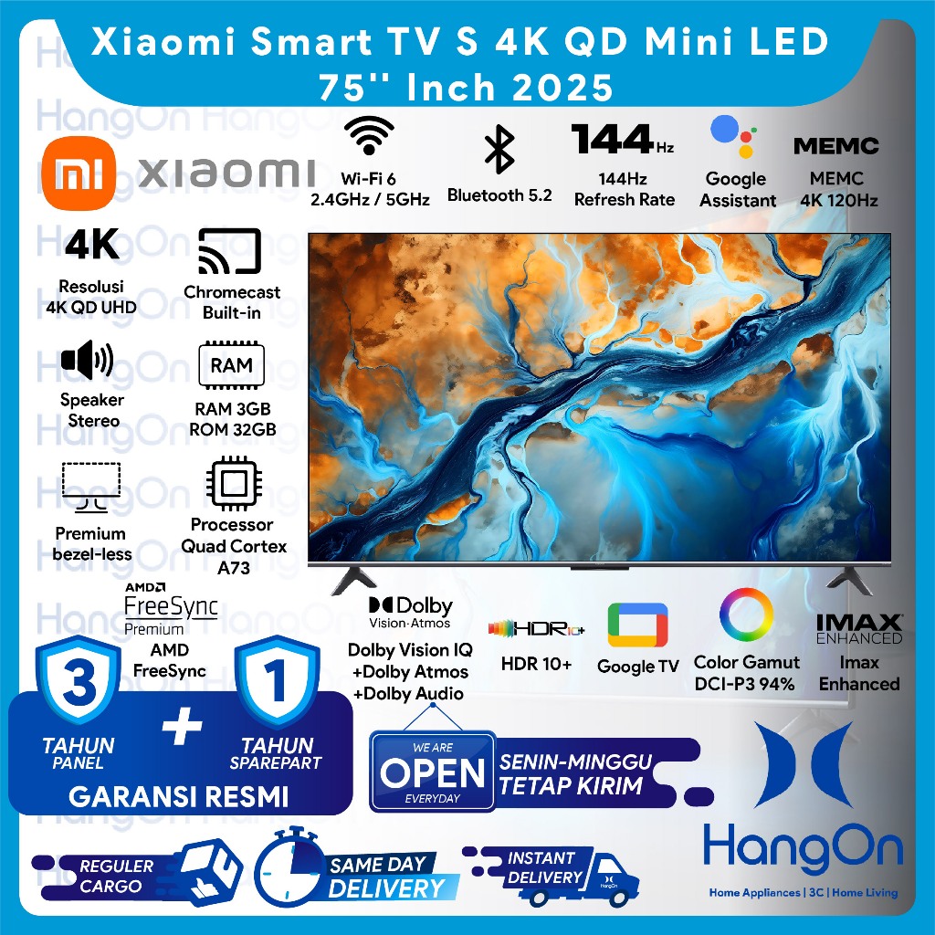 [PACKING KAYU] Xiaomi Smart TV S Mini LED 75 Inch Dolby Atmos DTS 4K QD UHD 2025
