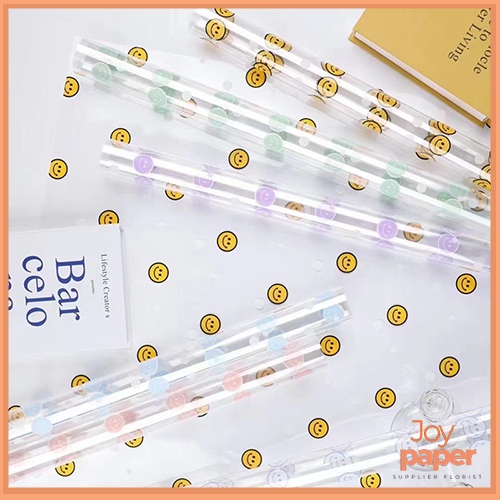 

Kertas Buket Bunga bening Kertas Cellophane motif emoji Flower Wrapping Kb64