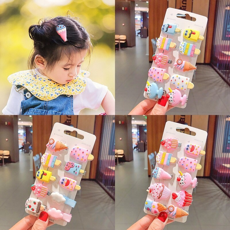 HA Jepit Rambut Anak 10pcs Korea Lucu Jepitan Ikat Hair Fashion Isi 10 pcs Korean Unicorn Ice Cream