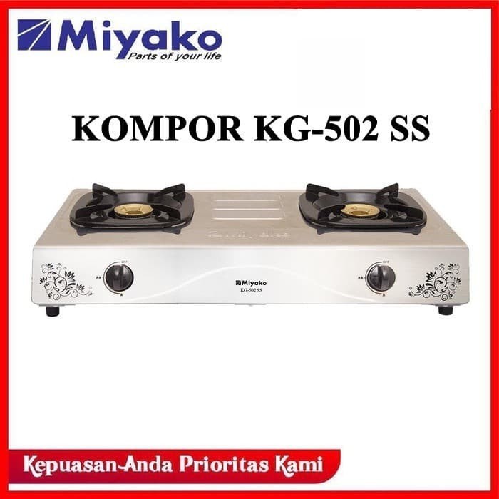 Miyako KG-502 SS Kompor Gas 2 Tungku Stainless Steel Anti Karat KG502SS / KG502 SS BATAM