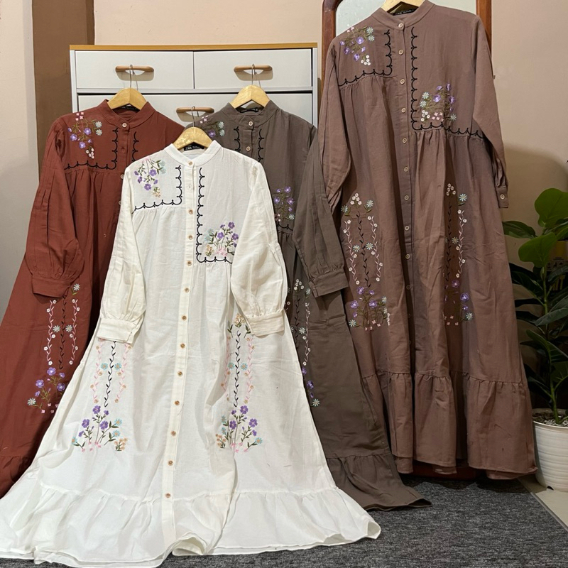 Naira Linen Dress Bordir Busui