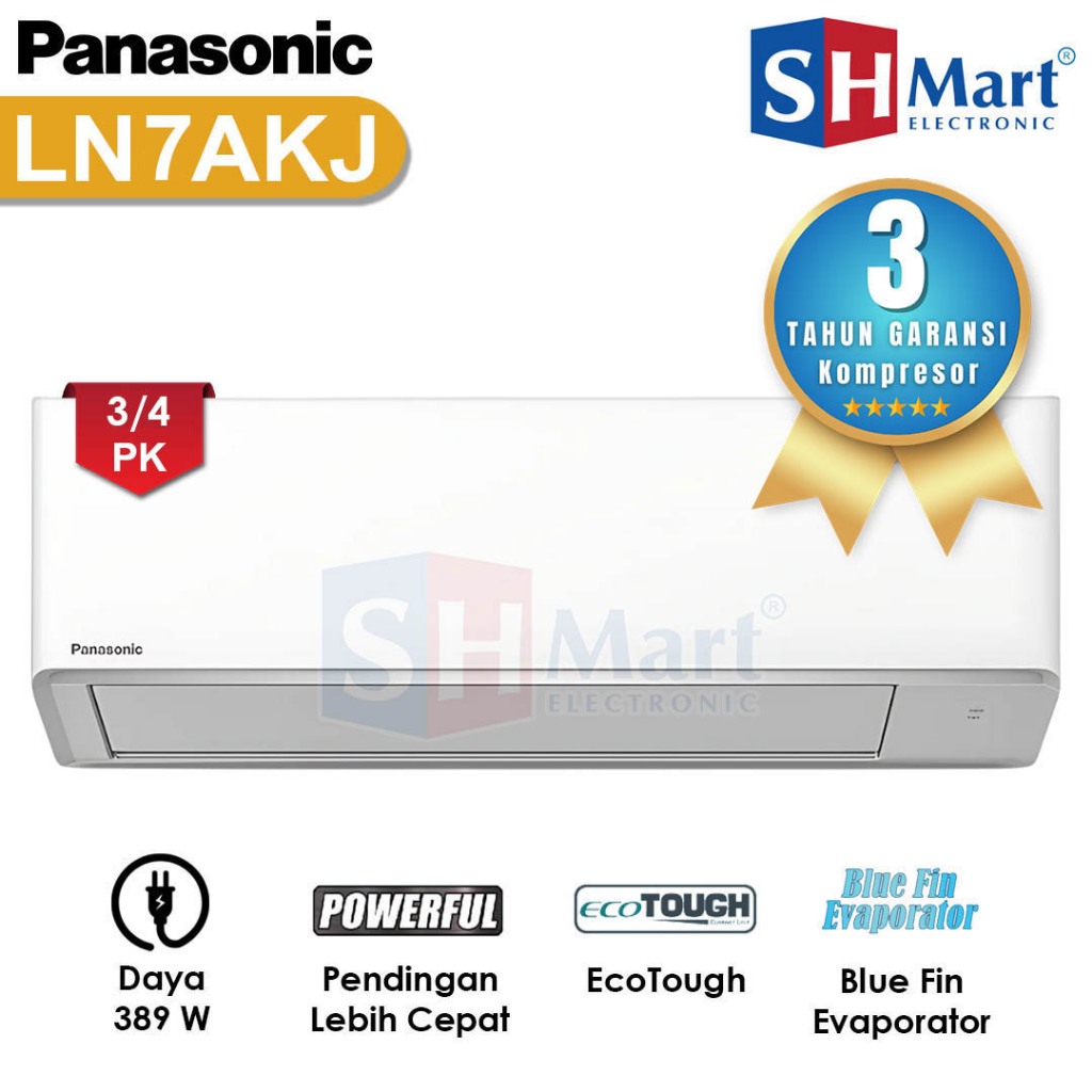 AC PANASONIC 3/4 PK SI BIRU LN7WKJ / LN7AKJ STANDART LOW VOLTAGE R32 CS-LN7WKJ GARANSI RESMI