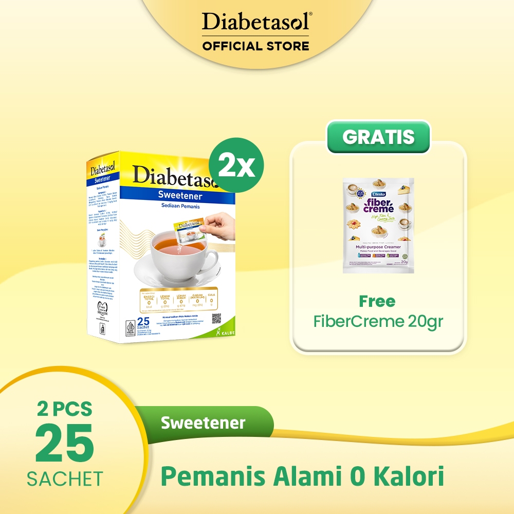 

Diabetasol Sweetener No Calories 25x1.5g (2pcs) Free FiberCreme 20g