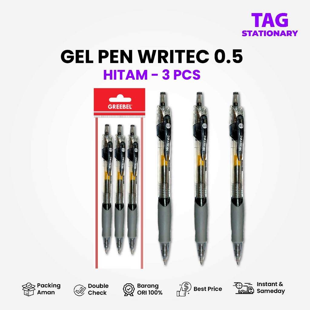 

GREEBEL PULPEN GEL / GEL PEN Writec GP-503 0.5 Hitam (3PCS/SET) / Ballpen Gel Ballpoint Bolpen