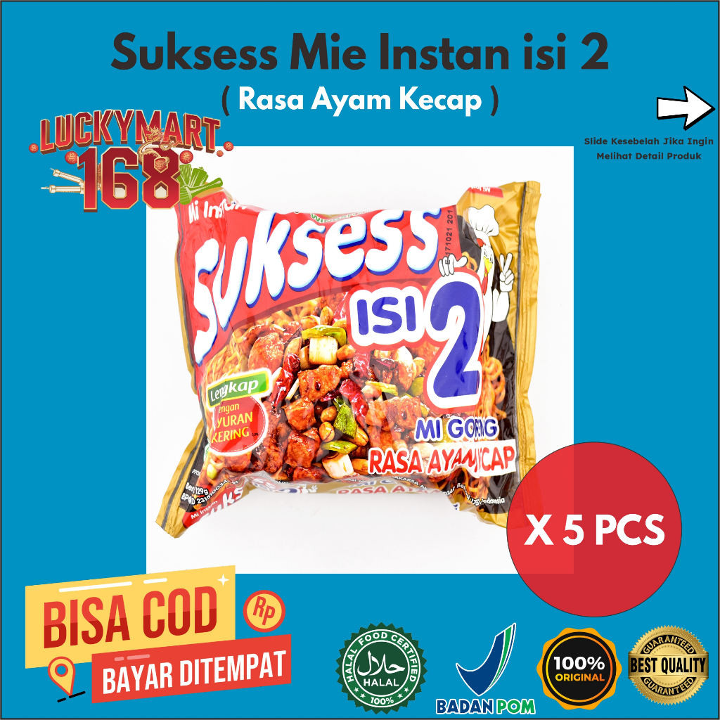 

Mi Suksess isi 2 Mie Instan Rasa Ayam Kecap 5 Pcs x 129Gr