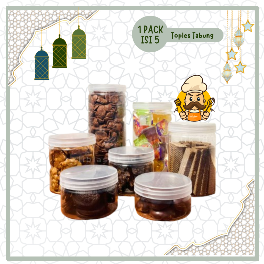 Toples Tabung Kue Kering 300ml | 400ml | 500ml | 600ml | 650ml |750ml | 1000ml  | 1 Pack 5 Pcs | Top
