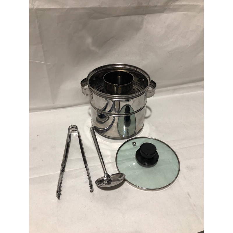 Lostklik Dandang Bakso Stainles Mini 20Cm Tutup Kaca Ada Centong Capitnya