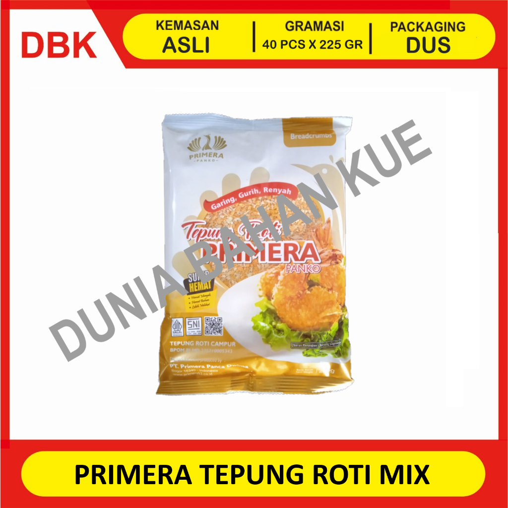 

(KEMASAN ASLI) PRIMERA TEPUNG ROTI MIX CAMPUR / PRIMERA PANIR PANKO WARNA MIX 225 GR - 1 DUS 40 PCS